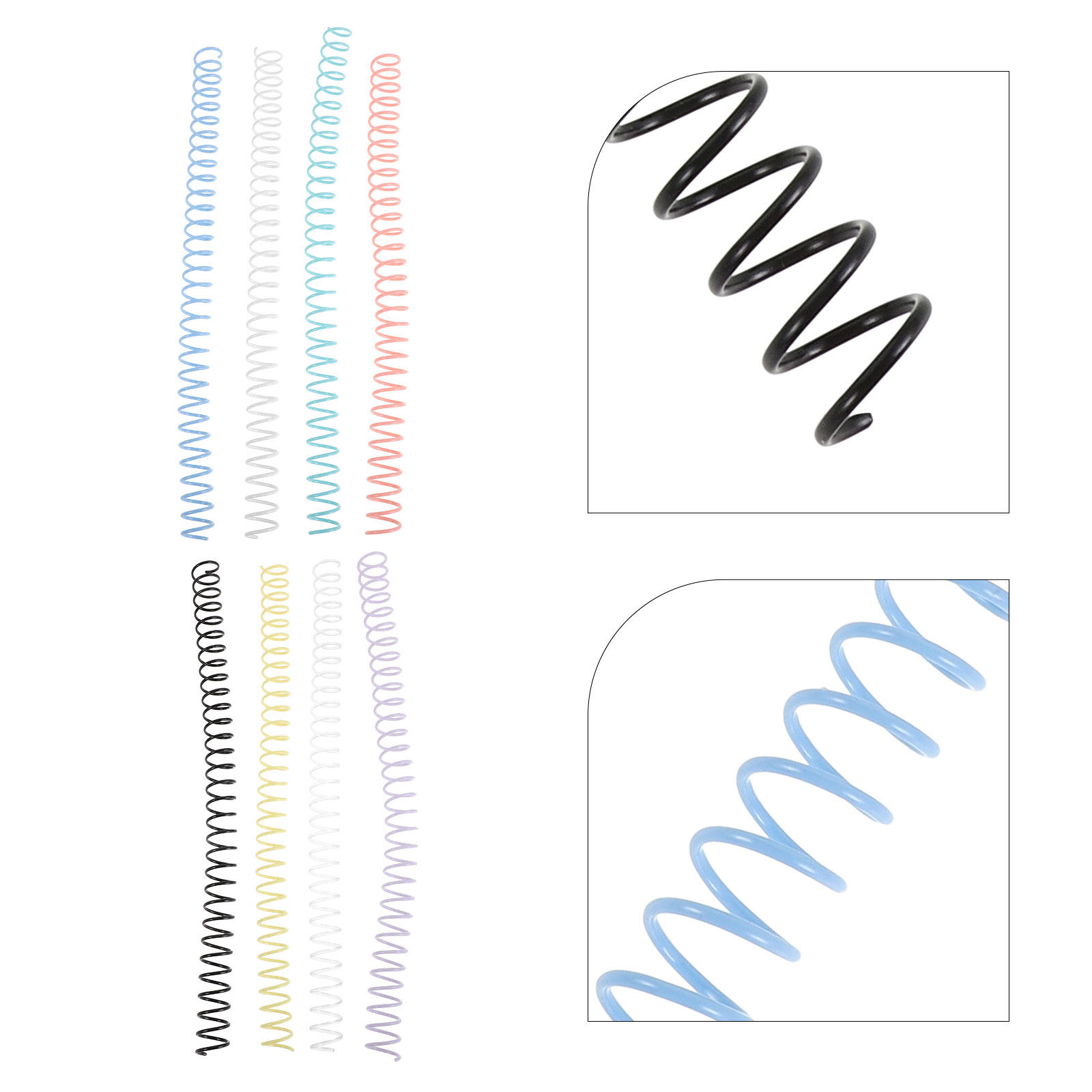 Binding Comb Plastic - 8 ชิ้น ขดลวดพลาสติกสำหรับเข้าเล่มแบบเกลียว สีสันสดใส แข็งแรง ทนทาน