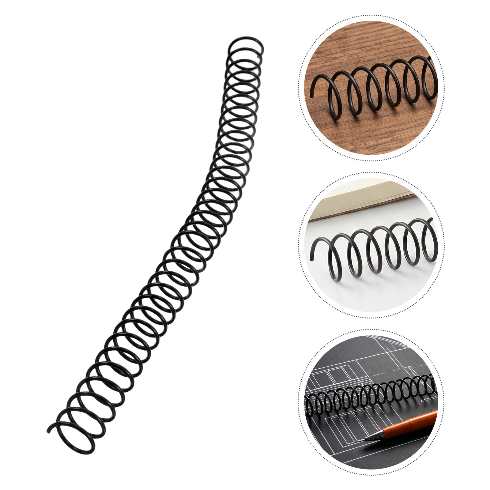 Binding Comb Plastic - 15 ชิ้น ขดลวดพลาสติกสำหรับเข้าเล่มแบบเกลียว สีดำ ขนาด 16