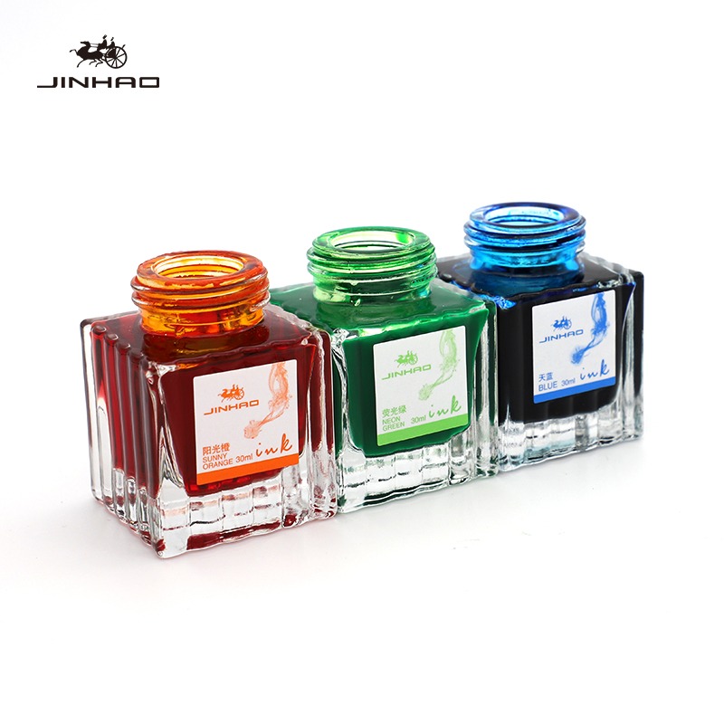 Calligraphy Ink Bottle - Jinhao 30ml Fountain ปากกาหมึกสีต่างๆหมึกแก้วบรรจุขวดหมึกเติมตลับหมึกโรงเรียนเขียนอุปกรณ์สํานักงานเครื่องเขียน